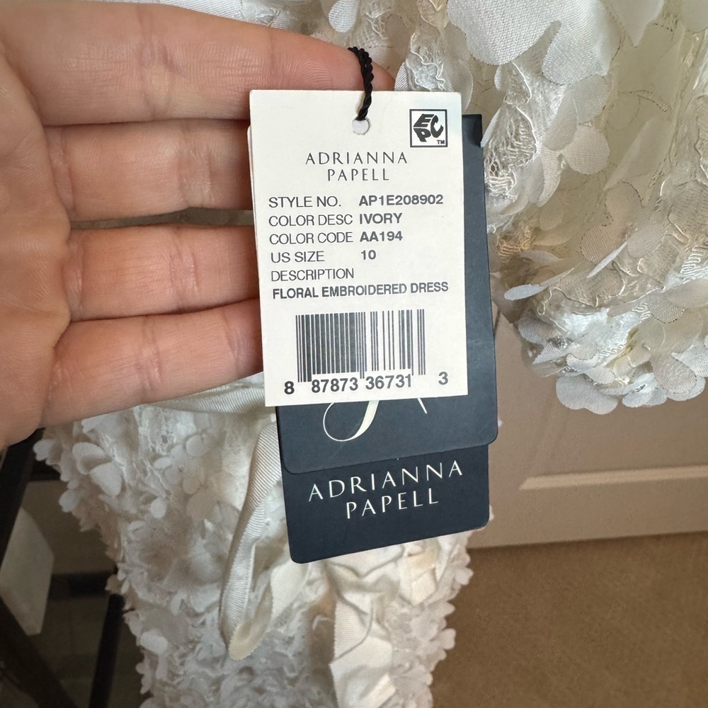 NWT Adrianna Papell One Shoulder Mini Cocktail and Party Dress Ivory Size 10 - Picture 8 of 9